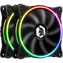 EMPIRE GAMING PC Case Fan Gamer 2 x 120 mm - High Air Flow - RGB Addressable LED PWM 3 Pins 5 Volt - Dual Loop - Quiet - Cooling 12 cm - Black