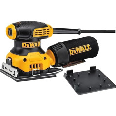 DeWalt Vibratiosnschleifer/ Schwingschleifer (230 Watt, Schwingkreis-ø 1,6 mm, Schleifplatte 108 x 115 mm, Klettfix, AirLock kompatibel, inkl. Staubfangsack und Absaugadapter) DWE6411, Gelb / Schwarz