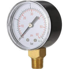 50mm 0 ~ 60psi 0 ~ 4bar Filter Wasserdruck Zifferblatt Hydraulikdruckmessgerät Meter Manometer 1/4 