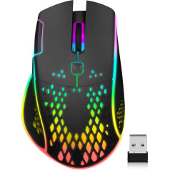 VEGCOO Gaming Mouse, Programmable Wired Gaming Mouse with Double Click Button, RGB LED Lights, Ergonomic Mouse, 6-Level Adjustable DPI PC Gaming Mice, Optical Mouse for Laptop (Black)