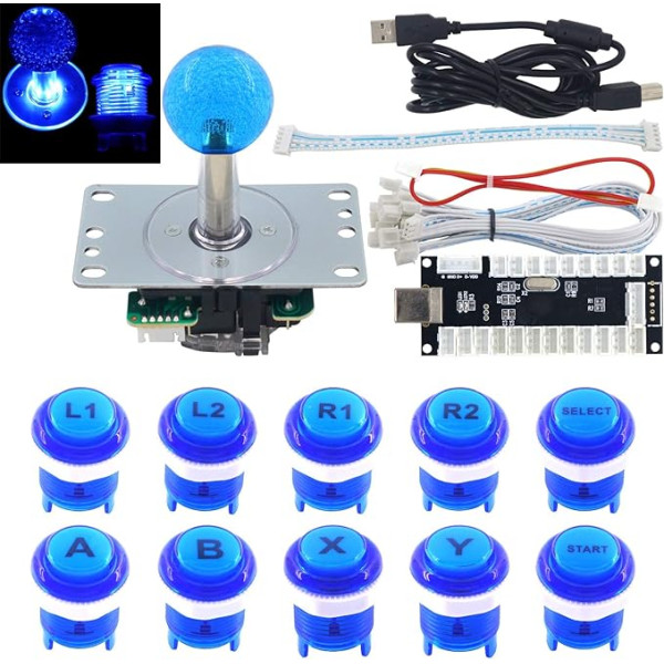 SJ@JX Arkādes spēļu LED DIY komplekts Mehāniskā tastatūras slēdža Arcade LED poga LED Joystick kontrolieris Nulles kavēšanās USB kodētājs PC MAME Retropie Jamma