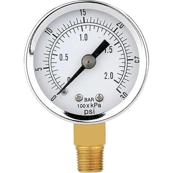 0 ~ 30 psi 0 ~ 2bar 40MM Manometrs Doppelskala Hydraulisches Druckluftmessgerät Tester Druckmessgerät 1St