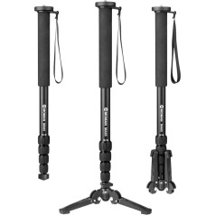 Monopods, Moman MA65 kameras statīvs ar statīvu Spider, ceļojumu statīvs DSLR monopods Alumīnija kompakts pārnēsājams fotopods 5 sekcijas līdz 165 cm, 10 kg celtspēja, melns