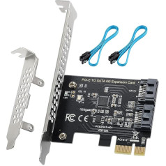 PCIE 1X SATA 3.0 kontrollera karte, 2 porti, 6 Gbit/s PCIE SATA paplašināšanas karte, PCIE to SATA Controller, PCIE 3.0 GEN3 ASMedia ASM1061 ASM1061