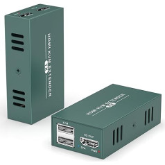 HDMI KVM pagarinātājs, pārraide pa vienu CAT5e/6/7 Ethernet kabeli 165Ft/50m, 1080p video signāla pagarinātājs, HD raidītāja un uztvērēja komplekts ar peles un tastatūras vadības tālvadības signāliem, viens POC