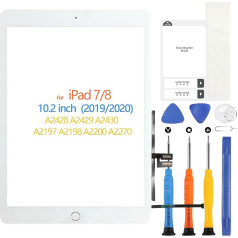 ARSSLY priekš iPad 7 2019 iPad 8 2020 Skārienjūtīgais ekrāns iPad A2430 A2197 A2198 A2200 A2270 A2428 A2429 ar sākuma pogu, skārienjūtīgā ekrāna digitalizators iPad7, iPad8 ar rīkiem (Balts)