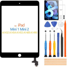 ARSSLY Touchscreen für iPad Mini 1/2 A1432 A1454 A1454 A1455 A1489 A1490 Skārienjūtīgais ekrāns iPad Mini 1/2 Digitizer Panel mit Kits (melns, bez Home-Taste, bez LCD displeja)