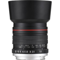 Andoer 85 mm fiksēta fokusa kameras objektīvs F1.8 ar lielu atvērumu Manuālā fokusēšana ar EF stiprinājumu 7 grupas 10 elementi Saderīgs ar Canon EOS Rebel T8i T7i T6 T3i T2i 4000D 2000D 1300D 850D 800D 600D 550D