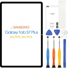 ARSSLY Priekšējā stikla panelis priekš Samsung Galaxy Tab S7 Plus, Samsung Galaxy Tab S7+ 12,4 collu T970 SM-T970 T976B SM-T976B ārējā objektīva stikls ar remonta rīku