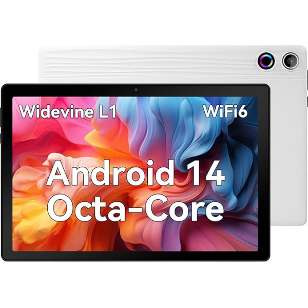 Lville Tablet 10 collu Android 14 planšetdators ar Octa Core 2.0GHz procesoru, 10GB RAM 128GB ROM 1TB TF, 5G+2.4G WiFi 6, 8+5MP Dual Camera, 5000mAh akumulators, Bluetooth 5.0, balts