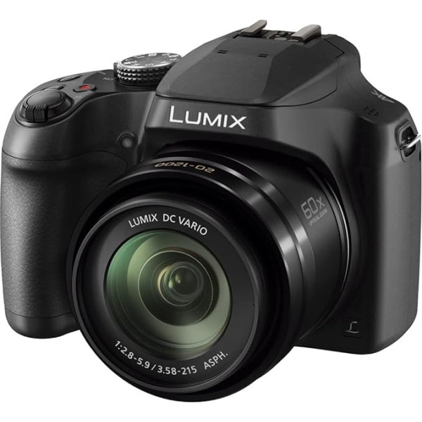 Panasonic Lumix DC-FZ82 Bridge kamera (18 megapikseļu, 20 mm platleņķa, 60x opt. tālummaiņa, 4K30p video ierakstīšana, hibrīda kontrasta AF), melna