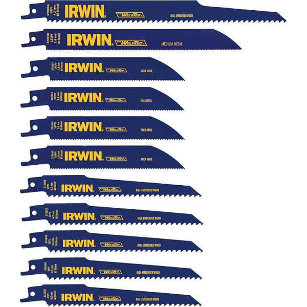 Irwin Tools 4935496 Säbelsägeblatt-Set, 11-teilig, blau, gelb