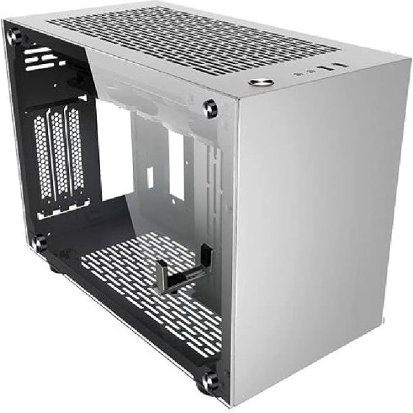 Noua Parvus Q2 Silver Case Mini ITX kaste datoriem Mini Tower 0,5 mm SPCC 4 x USB 3.0 / 2.0 rūdīta stikla sānu paneļi (H x W x L: 264 x 349 x 185 mm)