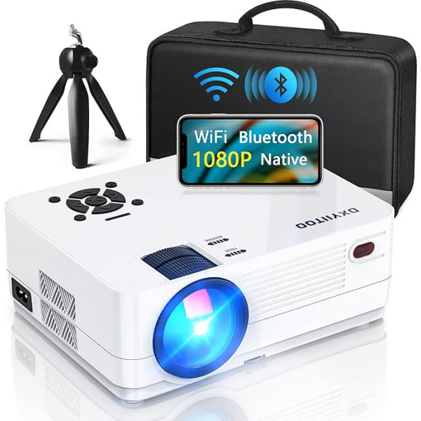 Native 1080P projektors ar WiFi un divvirzienu Bluetooth, Full HD filmu projektors filmām ārpus telpām, 300 collu 4k mājas kinozāles projektors, saderīgs ar iOS/Android/PC/XBox/PS4/TV Stick/HDMI/USB..