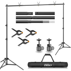 EMART Background Stand with Mini Ball Head, 2 m x 3 m Adjustable Photo Background Stand with 3 Background Clips for Photo Studio Portrait Product Photography Studio Photography