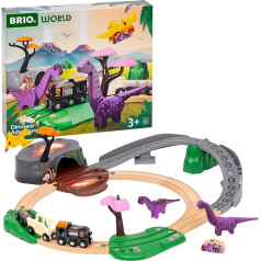 BRIO World - 36094 Dinozauru piedzīvojumu komplekts - vilciena komplekts bērniem no 3 gadu vecuma, dinozauru rotaļlieta no 3 gadu vecuma