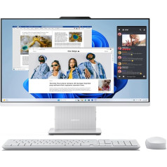 Lenovo IdeaCentre Desktop PC All-in-One 27 collu FHD AMD Ryzen 5 7535HS 512GB SSD RAM 16GB Uzlādes stacija viedtālrunim Bezvadu skaļruņi WiFi 6 Windows 11 H Bezvadu tastatūra + pele