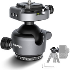 NEEWER GM41 Tripod Head Ball Head with Low Profile 40 mm Panorama Camera Mount Adapter 1/4 Inch Arca QR Plate Compatible with Peak Design Capture Camera Clip 360° Pivoting 90° Tilt Max Load 10 kg