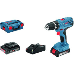 Bosch profesionālais 18 V sistēmas 18V akumulatora urbis GSR 18V-21 (Maks. Griezes moments: 55 Nm, ieskaitot 2 x 2,0 Ah akumulatoru, lādētāju GAL 18 V-20, komplektā L-Box)