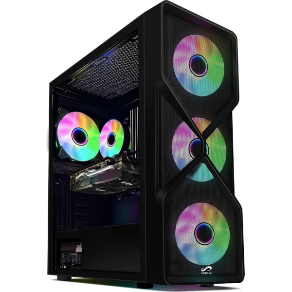 STGsivir - Spēļu galddators-GeForce RTX 2060 8 GB GDDR6, Intel Core i7 līdz 3,9 GHz, 16 GB RAM, 1 TB SSD, 600 M WiFi, BT 5.0, RGB ventilators x 4, W01H64 Spēļu datora tornis spēlētājiem un straumēšanai