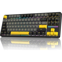 LexonElec X Attack Shark X87 bezvadu spēļu tastatūra, trīs režīmu BT/2.4G/vads, karstā nomaiņa, lineārais slēdzis, 87 taustiņi, PBT taustiņu vāciņš, blīvējuma konstrukcija, RGB tastatūra (melna)