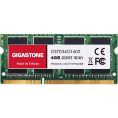 [DDR3 RAM] Gigastone portatīvo datoru RAM 4GB DDR3 RAM 4GB DDR3-1600MHz PC3-12800 CL11 1.35V SODIMM 204 Pin/Pin Unbuffered Non-ECC Computer Memory RAM (Notebook / Laptop Only)