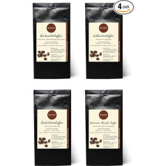 4 x kafija ar aromātu Ziemassvētkiem kā dāvanu komplekts - Ziemassvētku kafija, spekulātijas, piparkūkas, dedzinātas mandeles - 100% Arabica grauzdēta kafija ar aromātu - 4 x 75 g (300 g)