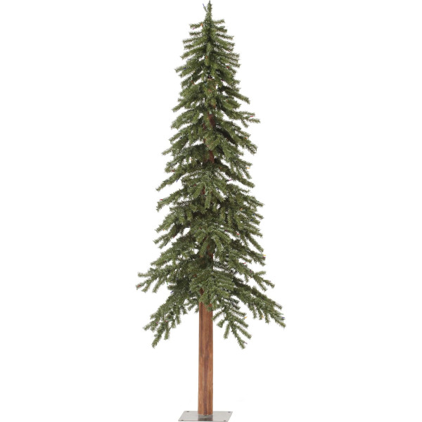 Vickerman Natürlicher alpiner unbeleuchteter Weihnachtsbaum, traditionelles Tiefgrün, 657 PVC-Spitzen, Flacher Metallständer, saisonale Innendekoration, unbeleuchteter Alpenbaum, 1,8 m