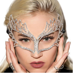 NICEYEA Rhinestone maska Maskarāde maska Rhinestone acu maska Karnevāla maskas Venēcijas maskas Kostīmu pusei piederumi karnevāla Helovīna jubilejas festivāla balle saģērbt tēmu pusei