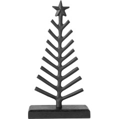 Villeroy & Boch Black Xmas Decorative Tree Small, melna, moderna dekoratīvā Ziemassvētku eglīte, Ziemassvētku rotājums no alumīnija un koka, 9 x 8 x 20 cm