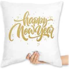 Shirtracer Kissen 40x40 Zierkissen - Statement mit Sprüchen - Laimīgu Jauno gadu - 40 x 40 cm - Weiß - Spruch sprüche Silvester spruechen Years Glitzer