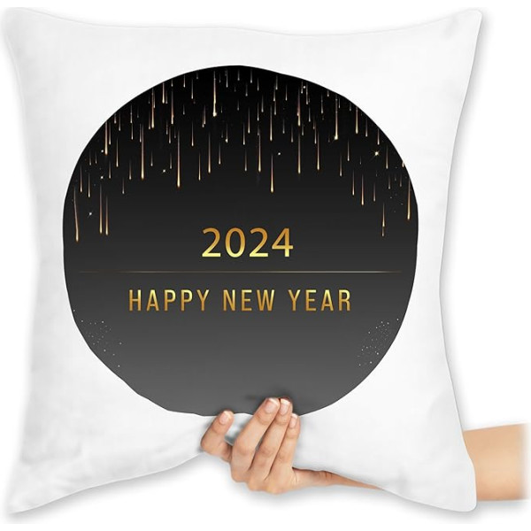 Shirtracer Kissen 40x40 Zierkissen - Statement mit Sprüchen - Goldregen 2024 Happy New Year - grau - 40 x 40 cm - Weiß - Spruch sprüche spruechen lustige