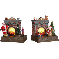 luville collectionables Santa Fireplace 2 Ass BO Pack of 100 PDQ-15.5 x W10.5 x H17.5 cm Oriģināls Ziemassvētku rotājums, krāsains, Único