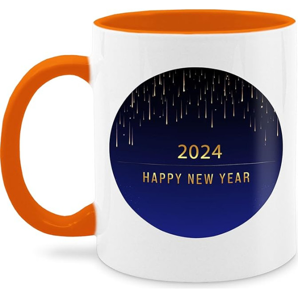 Tasse Tassen 325ml - Statement Sprüche - Goldregen 2024 Happy new year - blau - 325 ml - Orange - kaffeetasse spruch mit sprüchen motivtassen spruchtassen sprüche, kaffeetassen kaffeebecher büro