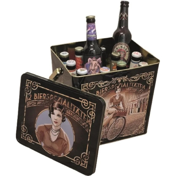 KALEA Bier-Box | Metallbox mit 3D-Prägung | 12 x 0,33l Bierspezialitäten | Geschenkidee für Männer und Frauen (Retro-Box, 12x0,33l)