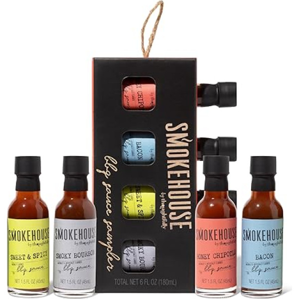 Smokehouse by Thoughfully Gourmet BBQ mērču degustācijas komplekts - dāvanu kaste ar 4 vegāniskām grila mērcēm - 4 x 45 ml