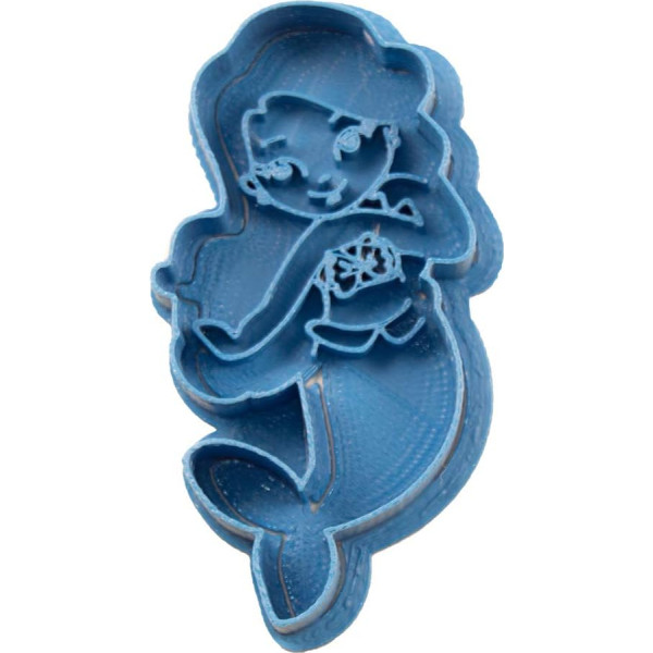 Cuticuter Mermaid Chibi Princess Cookie Cutter, zils, 8 x 7 x 1,5 cm