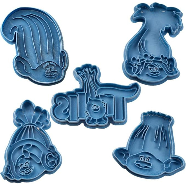 Cuticuter The Trolls Pack Cookie Cutters, zils, 16 x 14 x 1,5 cm, 5 gab. iepakojumā