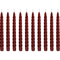 Ebersbacher Kerzenfabrik GmbH Renaissance Taper Candles Twisted Burgundy Iepakojumā 10 gab Izmērs Aptuveni 22 x 250 mm Atsevišķi folijā