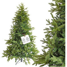 Extra dichter und realistischer Weihnachtsbaum, natürlich aus hochwertigem PVC, einfach zu montieren mit Stabiler Basis, 1372 dichte Zweige für beeindruckende Weihnachtsdekorationen, 210 cm