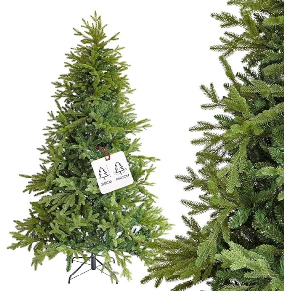 Extra dichter und realistischer Weihnachtsbaum, natürlich aus hochwertigem PVC, einfach zu montieren mit Stabiler Basis, 1372 dichte Zweige für beeindruckende Weihnachtsdekorationen, 210 cm