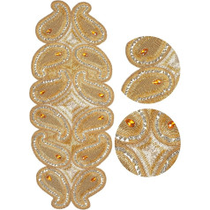 Beaded galda skrējējs Dekoratīvais placemat Home Decor paklājs kāzu Ziemassvētku dekorēšanai Ģimenes atkalapvienošanās puse galda skrējējs izmērs 13 x 36 collu, bēšs/zelts