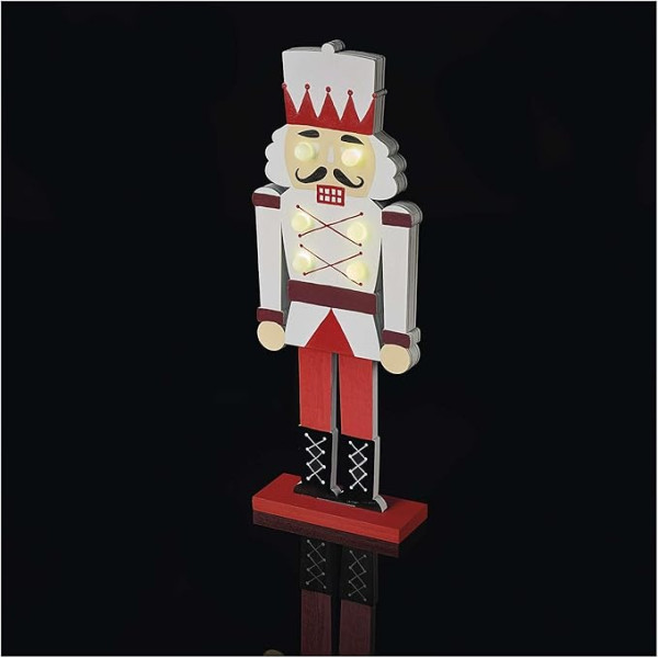 EMOS Nussknacker Holz-Figur 30 cm, leuchtende Weihnachtsfigur mit LEDs, traditionelle Weihnachtsdekoration Soldatenfigur - batteriebetrieben (inkl. CR2032) - warmweiß - für Innenräume