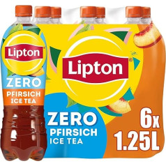 LIPTON ICE TEA Zero Peach - persikų skonio ledinė arbata be cukraus, vienkartinė (6 x 1,25 l)