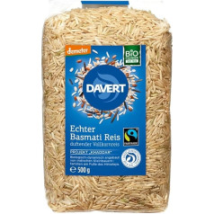 Davert Organic demeter Real Basmati rīsi Pilngraudu rīsi Fairtrade 500 g (6 x 500 g)