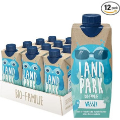 Landpark Organic Family Water, 12 x 0,5 L Organic Packets, dzēriens bērniem no 0 gadu vecuma, piemērots bērnu pārtikai, ar zemu nātrija saturu, bez gāzveida gāzēm, ToGo