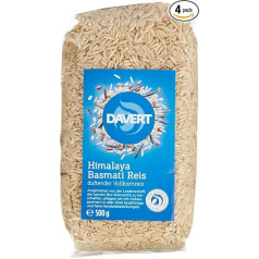 Davert Himalaya Basmati rīsi brūnie, 4 gabaliņi (4 x 500 g) - bioloģiski audzēti