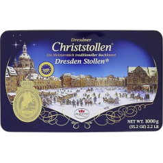 Dr. Quendt Dresdner Christstollen skārda, 1 iepakojums (1 x 1 kg)