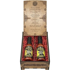 Psycho Juice Dark Arts Collection Geschenkbox aus Holz, 70% Habanero Chilli Sauce, 70% Carolina Reaper World's heißeste Chili, 148 мл