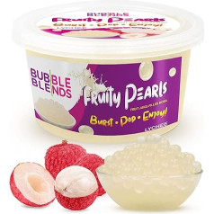 Popping Boba augļu pērles Lichee Variety Pack - 450g Bubble Blends Boba bumbiņas ar augļu sulu - bez piena, 100% bez taukiem un lipekļa - Boba burbuļtējas bumbiņas - dzērienu papildinājums vai dekorēšana